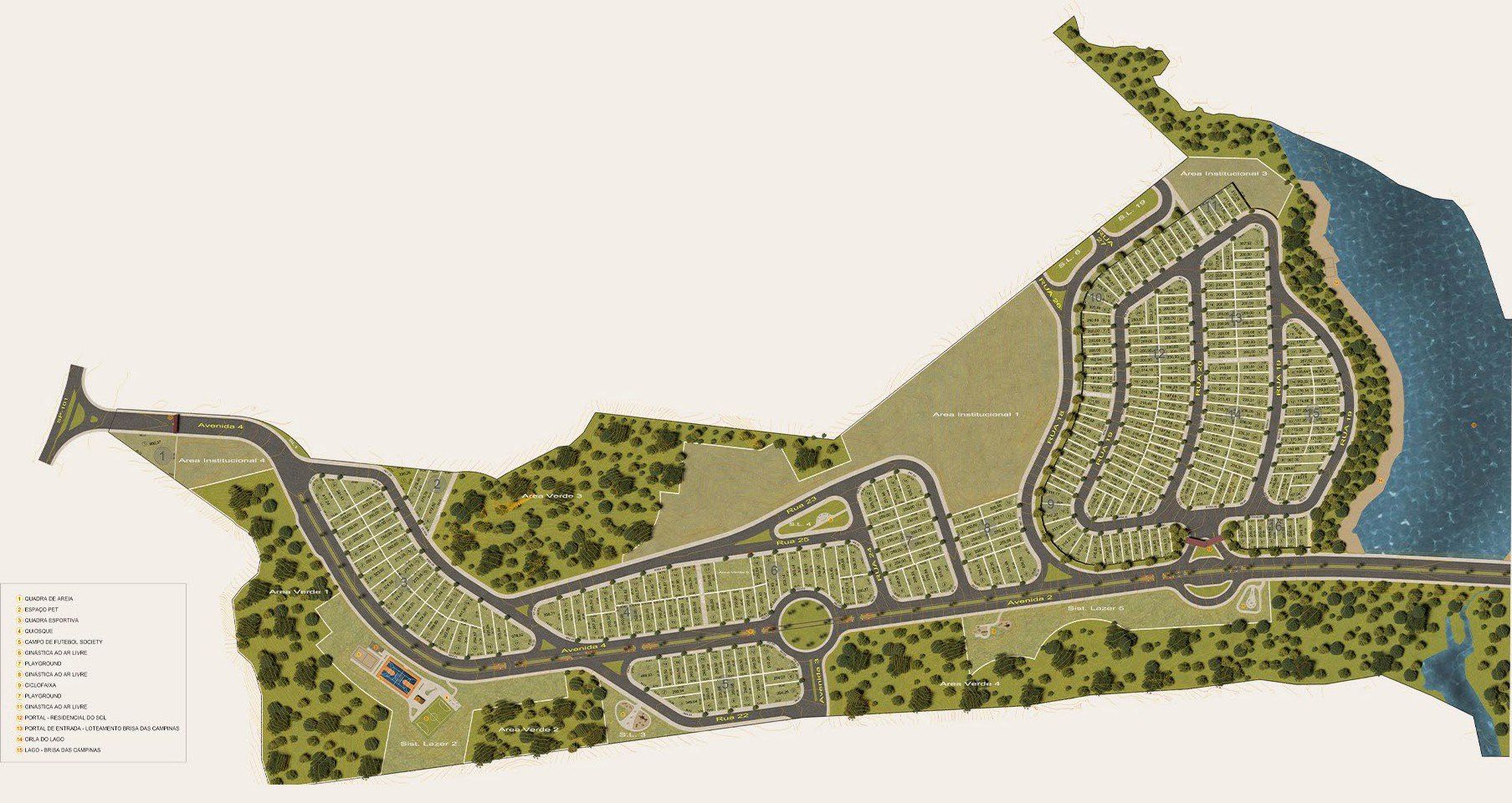 Masterplan do loteamento Brisa das Campinas